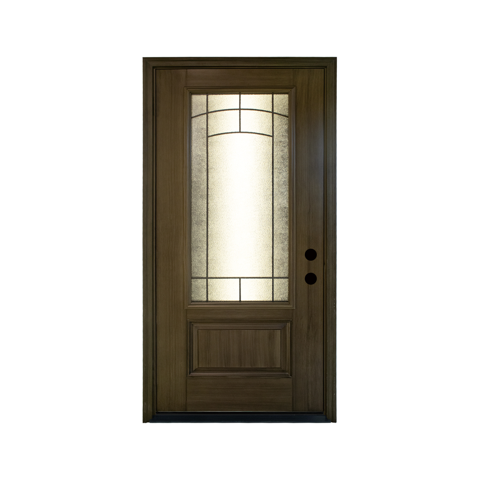 Frosted Glass Fiberglass Entry Door with Brickmould & Vinyl Frame – Durable, Weatherproof, and Easy to Install