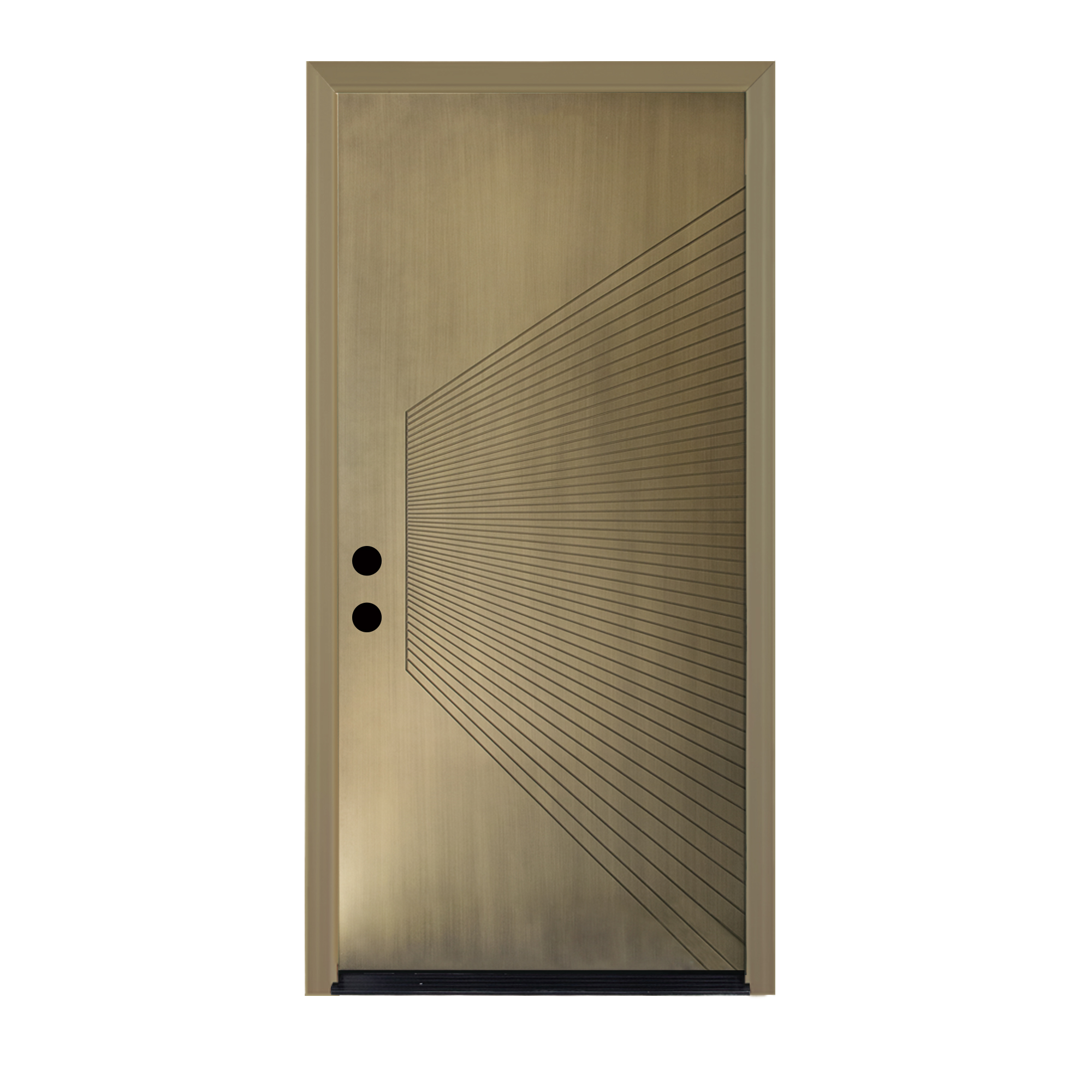 42" x 96" Elegant Gold Brush Finish Fiberglass Entry Door with Brickmould & Premium Vinyl Frame