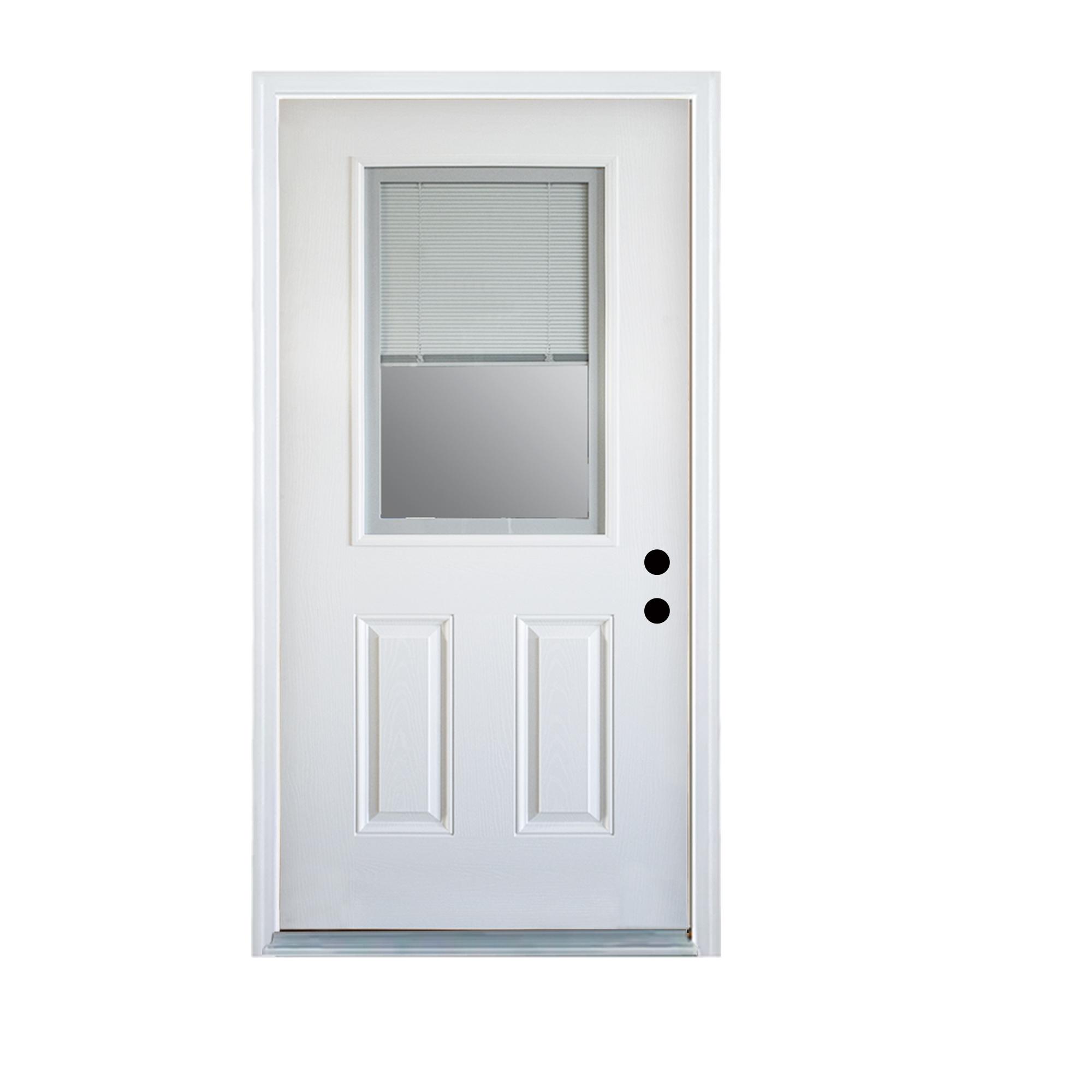 36 x 80 Fiberglass Entry Door with Built-In Blinds, Brickmould, and Premium Vinyl Frame – Primed Wooden Grain Finish