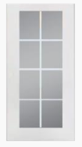 Modern 8-Lite Clean Glass Fiberglass Entry Front with Wooden Grain Surface